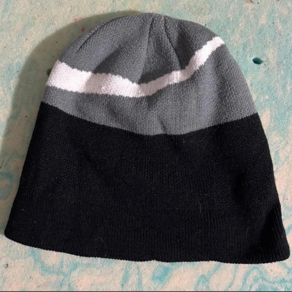 Nike Grey, White & Black Swoosh Beanie